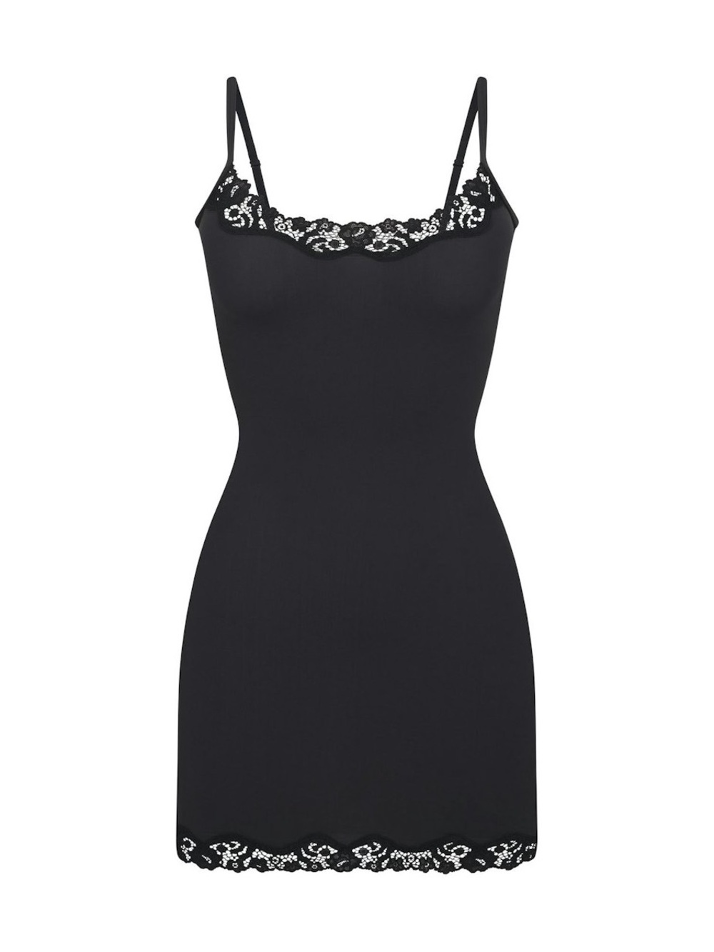 SKIMS Fits Everybody Lace Slip Dress in Onyx